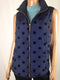 $69 Charter Club Women's Blue Velour Dots Sleeveless Puffer Vest Jacket Size M