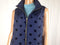$69 Charter Club Women's Blue Velour Dots Sleeveless Puffer Vest Jacket Size M