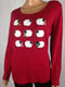 $59 New Karen Scott Women's Long Sleeve Red Embroidery Scoop Neck Blouse Top XL