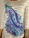 $59 Karen Scott Women's 3/4 Sleeve Studded Paisley Scoop Neck Blouse Top Gray XL
