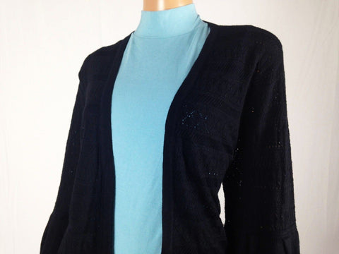 $69 New Style&Co. Women's Long Sleeve Front Open Bell Sleeve Cardigan Black 2XL