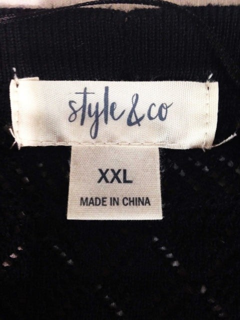 $69 New Style&Co. Women's Long Sleeve Front Open Bell Sleeve Cardigan Black 2XL
