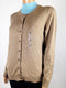 Karen Scott Women's Long Sleeve Front Button Cardigan Sweater Beige Crew Neck M