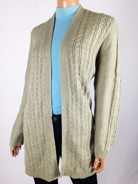 New Karen Scott Womens Long Sleeve Front Open Cardigan Shrug Cable Knit Green XL