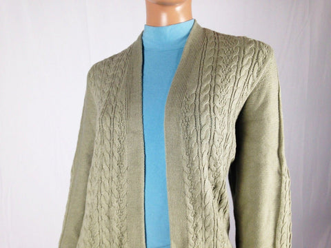 New Karen Scott Womens Long Sleeve Front Open Cardigan Shrug Cable Knit Green XL