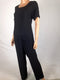 $70 NY Collection Women's Black Laser Cut Pop-Over Short Sleeve Jumpsuit Dress M