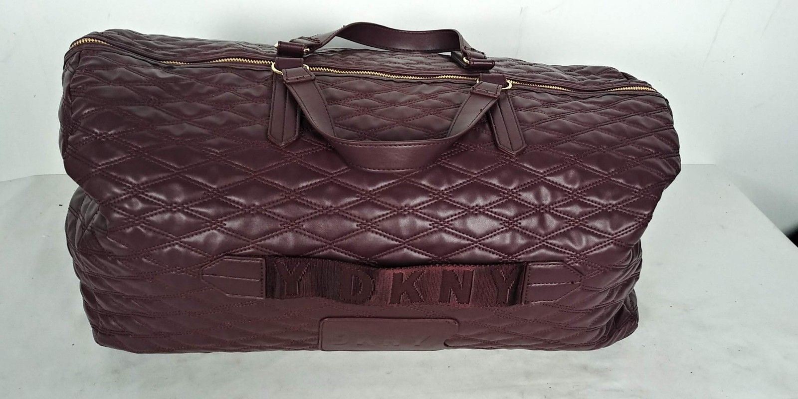 250 DKNY Allure Quilted Barrel Duffle Large Travel Bag Suitcase Gray