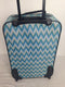 $200 NEW TAG Springfield III 3 Piece Luggage Set Carry On Suitcase Blue Chevron