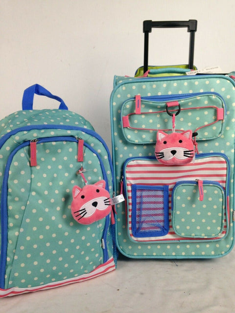$160 New Crckt Kids 2-Piece Print Carry-On Suitcase Luggage & Backpack Set Dots