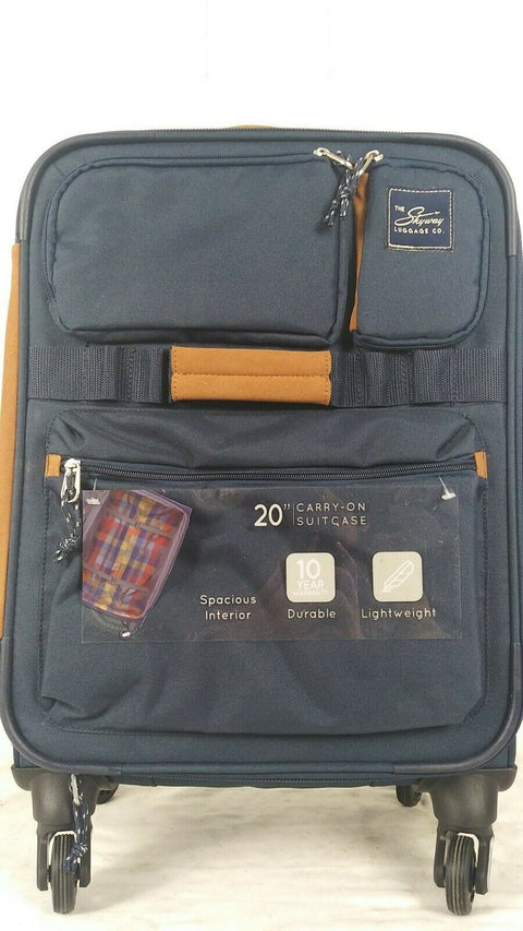 $200 New Skyway Coupeville 20" Carry-On Spinner Suitcase Luggage Blue