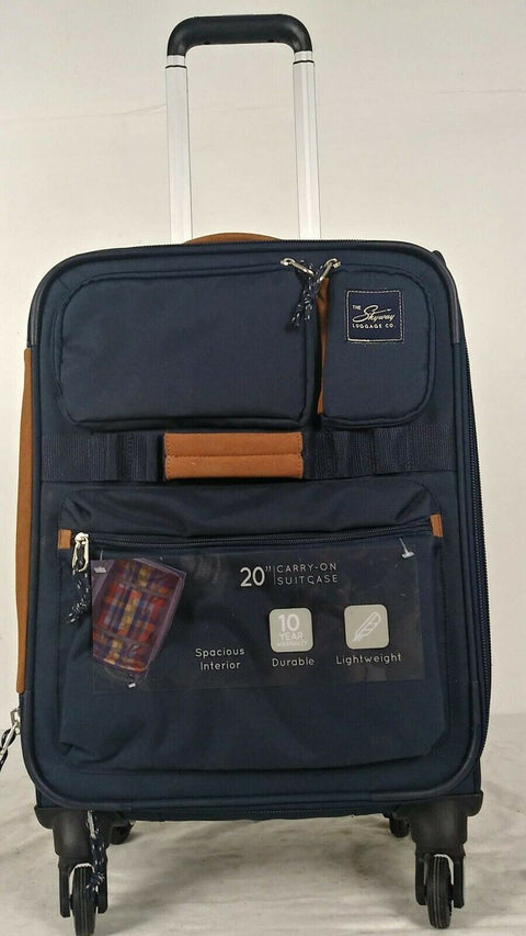 $200 New Skyway Coupeville 20" Carry-On Spinner Suitcase Luggage Blue