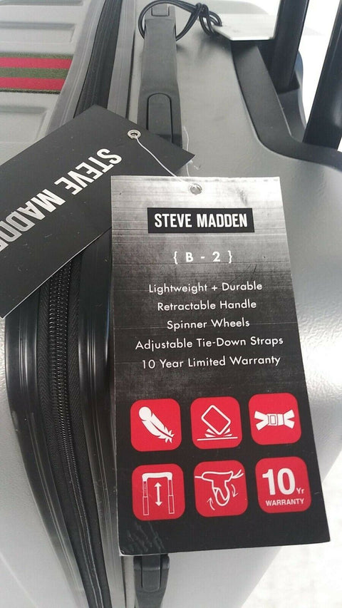 $380 New Steve Madden B-2 Hardcase 28" Luggage Suitcase Spinner Check in Silver