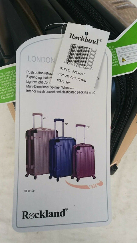 $240 New Rockland Sonic ABS 20" Carry On Hard case Luggage Suitcase Champagne