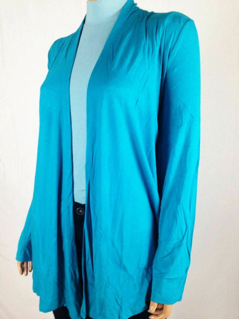 New Karen Scott Womens Long Sleeve Front Open Cardigan Shrug Stretch Blue Size L