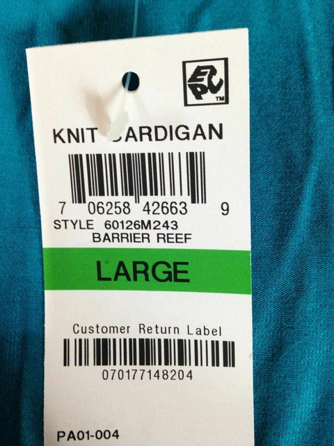 New Karen Scott Womens Long Sleeve Front Open Cardigan Shrug Stretch Blue Size L