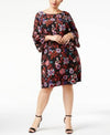 $109 New SANGRIA Women Plus Size Paisley Printed Bell-Sleeve Dress Black 22W - evorr.com