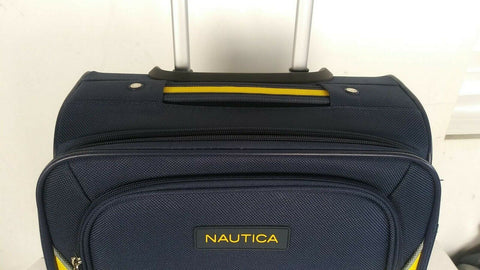 $460 New Nautica Oceanview 20" Luggage Spinner Suitcase Blue Yellow Carry On