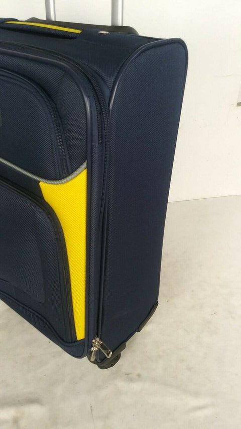 $460 New Nautica Oceanview 20" Luggage Spinner Suitcase Blue Yellow Carry On