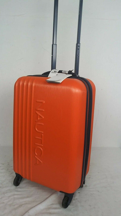 $300 New Nautica Lifeboat 20" Carry-On Hardside Spinner Suitcase Luggage Orange