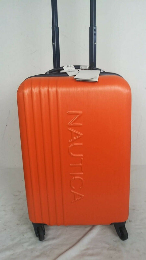 $300 New Nautica Lifeboat 20" Carry-On Hardside Spinner Suitcase Luggage Orange