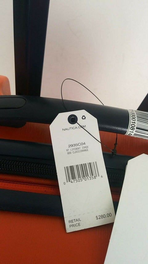 $300 New Nautica Lifeboat 20" Carry-On Hardside Spinner Suitcase Luggage Orange
