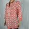 $70 Charter Club Women Coral Print 3/4 Sleeve Beaded Tunic Blouse Top Plus 1X