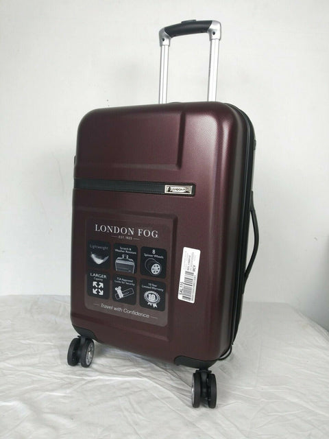 $240 London Fog Southbury 21" Hardcase Carry On Expandable Luggage Suitcase Wine