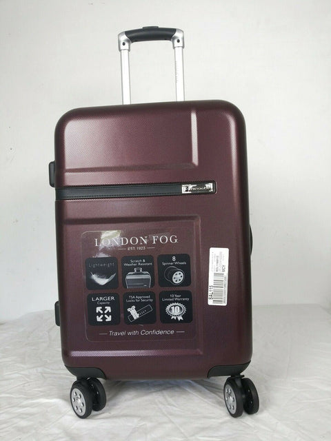 $240 London Fog Southbury 21" Hardcase Carry On Expandable Luggage Suitcase Wine