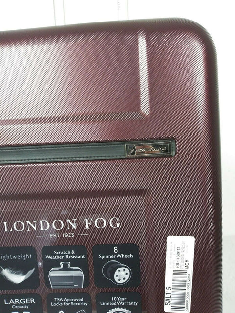 $240 London Fog Southbury 21" Hardcase Carry On Expandable Luggage Suitcase Wine