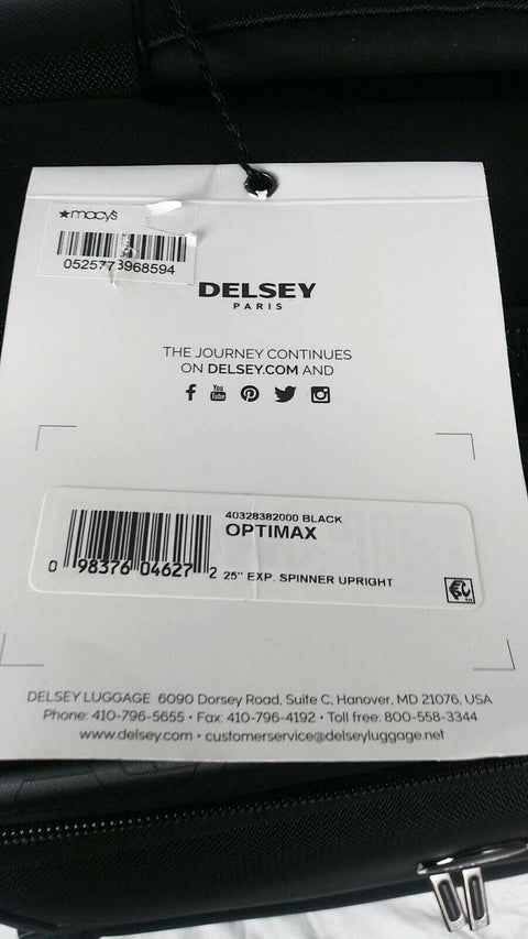 $280 Delsey Opti-Max 25" Expandable Spinner Suitcase Luggage Black Softcase