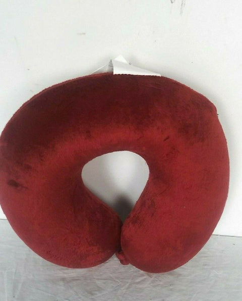 $40 New Bon Voyage Travel Memory foam Neck Pillow & Throw Blanket Set Red/Black