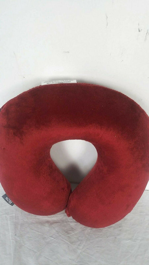 $40 New Bon Voyage Travel Memory foam Neck Pillow & Throw Blanket Set Red/Black