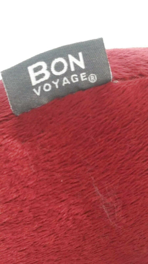 $40 New Bon Voyage Travel Memory foam Neck Pillow & Throw Blanket Set Red/Black