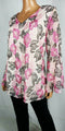 $99 ALFANI Women's Bell Sleeves Pink Petal Embroidery V-Neck Blouse Top Plus 2X