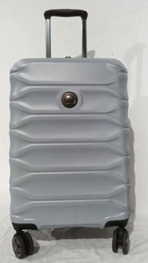$250 Delsey Meteor 21" Hard Spinner Carry On Suitcase Luggage Expandable Silver