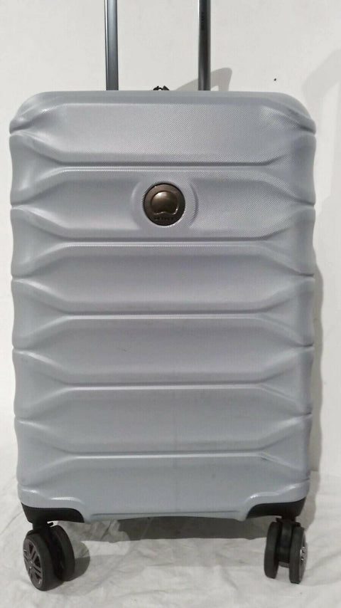 $250 Delsey Meteor 21" Hard Spinner Carry On Suitcase Luggage Expandable Silver