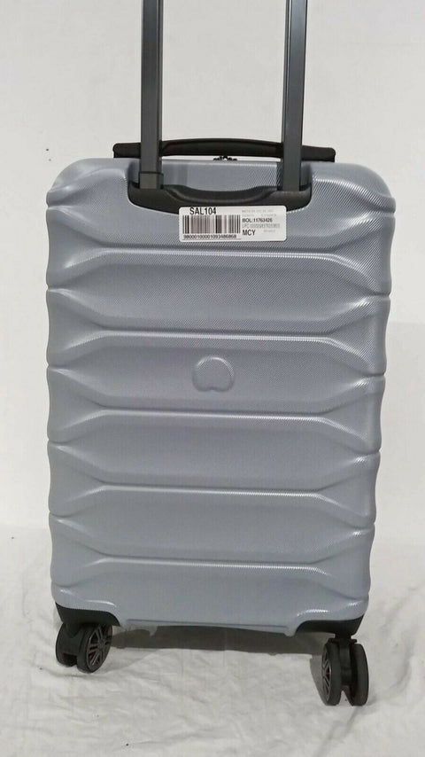 $250 Delsey Meteor 21" Hard Spinner Carry On Suitcase Luggage Expandable Silver