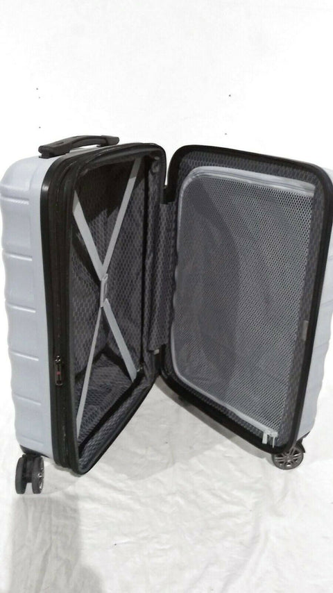 $250 Delsey Meteor 21" Hard Spinner Carry On Suitcase Luggage Expandable Silver