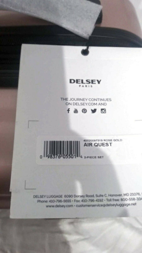 $300 NEW Delsey Air Quest 21" Carry-On Spinner Suitcase Rose Hardside Luggage