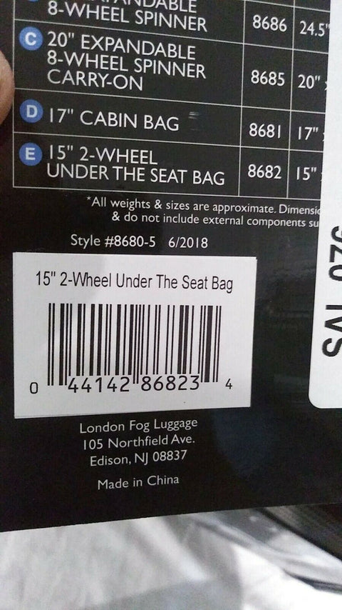 $240 LONDON FOG Knightsbridge II 15" Wheel Under-Seat Carry-On Suitcase Luggage