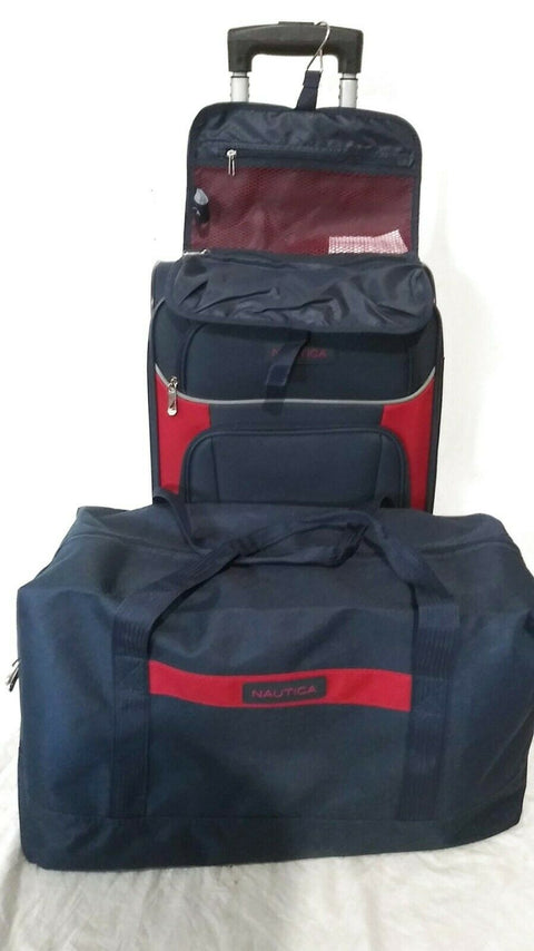 $360 New Nautica Oceanview 3 Piece Luggage Set Spinner Suitcase Blue Carry On