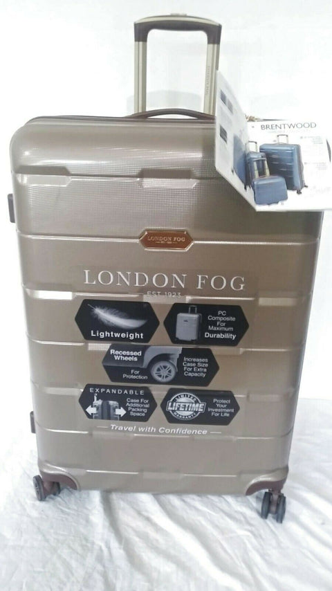 $280 New London Fog Brentwood 28" Hard Case Spinner Suitcase Luggage Champagne