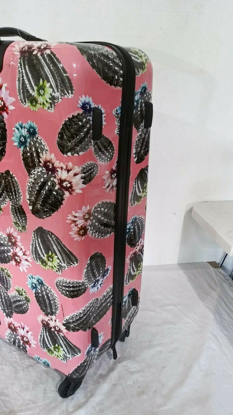 $320 New Jessica Simpson Pink Cactus Printed 29" Hardside Spinner Suitcase