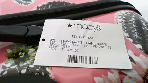 $320 New Jessica Simpson Pink Cactus Printed 29" Hardside Spinner Suitcase