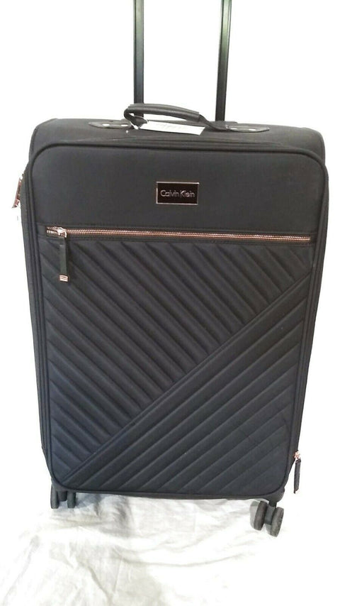 $240 Calvin Klein Capri 25" Softside Upright Luggage Suitcase Spinner Black