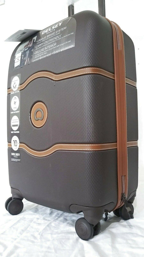 $500 Delsey Chatelet Plus 21" Hardside Carry On Spinner Suitcase Luggage Brown
