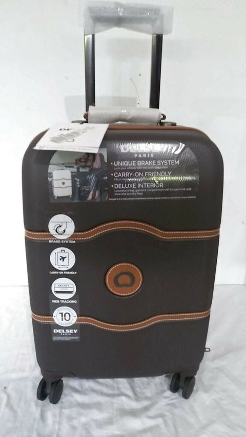 $500 Delsey Chatelet Plus 21" Hardside Carry On Spinner Suitcase Luggage Brown
