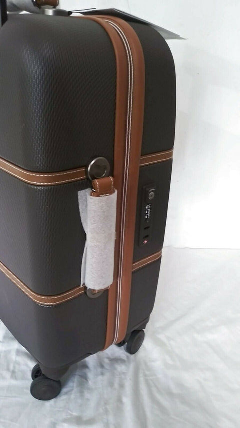 $500 Delsey Chatelet Plus 21" Hardside Carry On Spinner Suitcase Luggage Brown