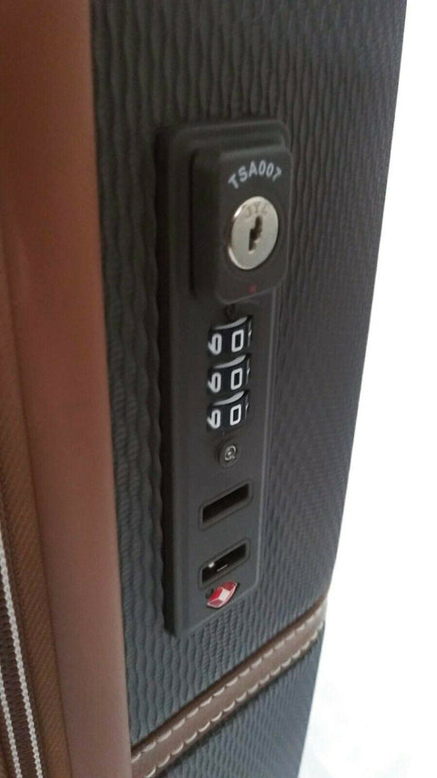 $500 Delsey Chatelet Plus 21" Hardside Carry On Spinner Suitcase Luggage Brown