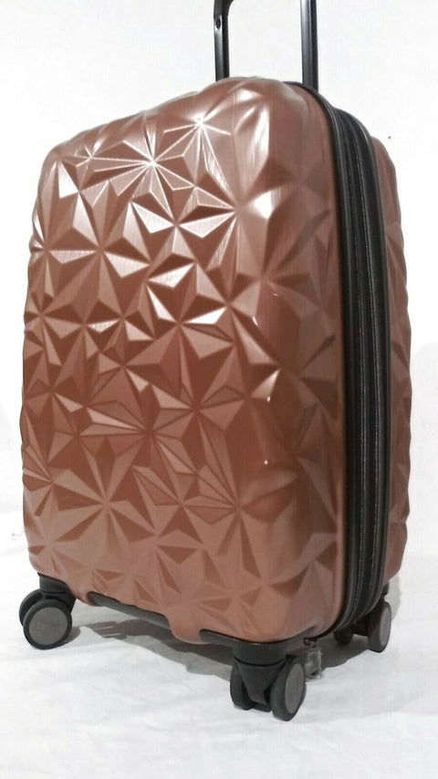 $340 Aimee Kestenberg Geo 20" Hard Expandable Carry On Spinner Luggage Rose Pink